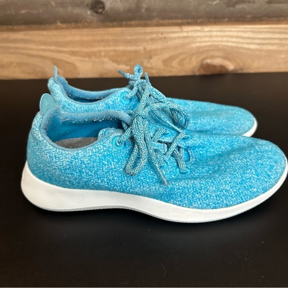 Allbirds Wool Runners Women’s 8 Natural Sneakers Teal Blue Lace Up Wool Shoes - Picture 5 of 9